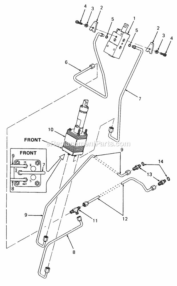 Power Steering Hydraulics Diagram and Parts List for 1882 800000-821059, 140-721-100, 141-721-100 Cub Cadet Lawn Tractor